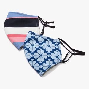 Kate Spade Berber Stripe & Spade Flower Non-medical Mask Set Of Two. NWOT